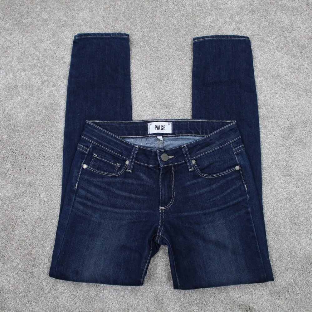 Paige Skyline Ankle Peg Jeans Womens 24 Blue Cotton Stretch 5-Pocket‎ 28" inseam